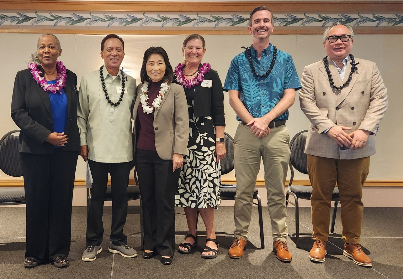 FIABCI-USA President Shirley Johnson-Boyd, Jack Legal Hawaii Association of Realtors & Honolulu Board of Realtors, Hawaii Lt. Governor Sylvia Luke, UN CIFAL Center at Chaminade University Affiliate Fellow Athline Clark, Honolulu City Councilmember Matthew